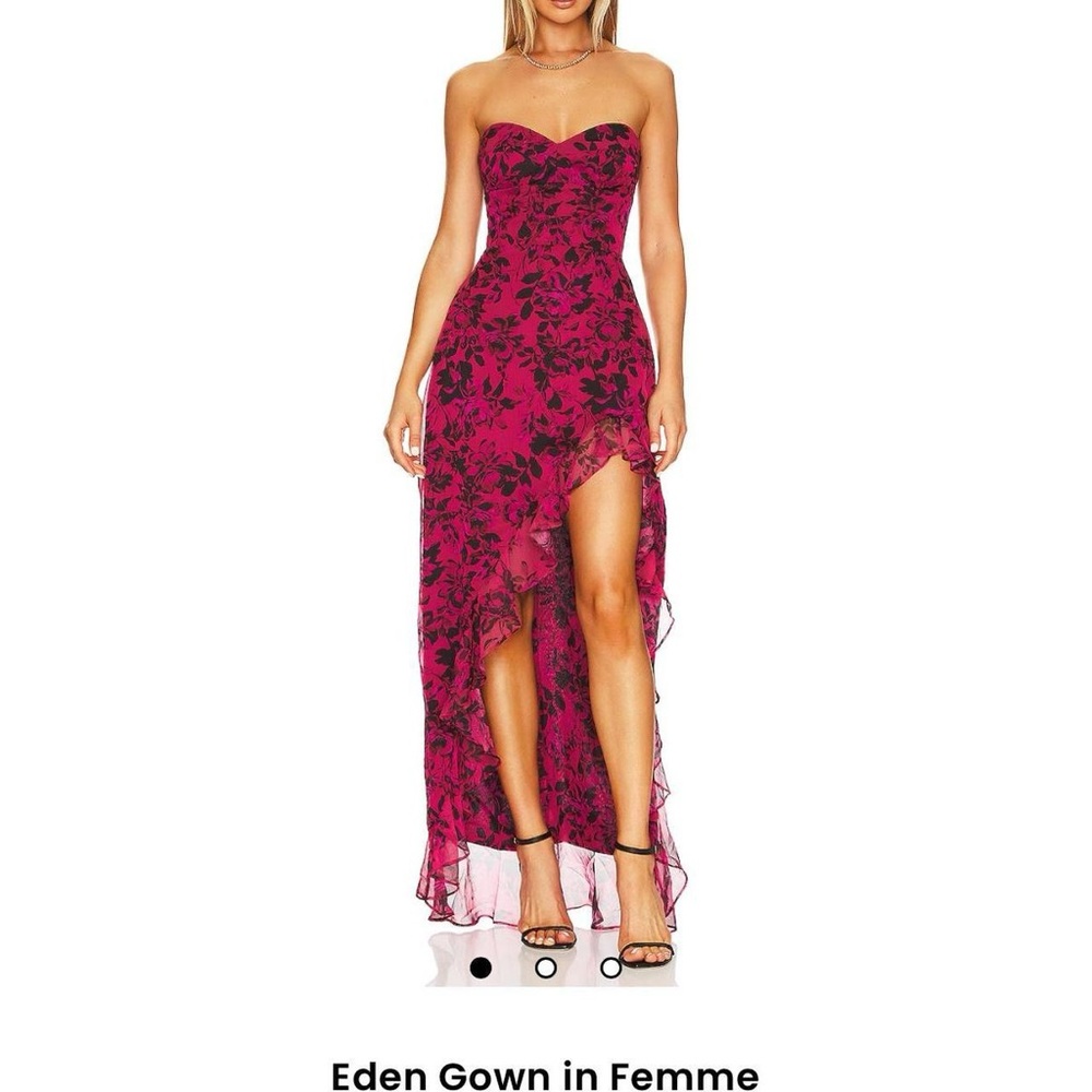 Amanda Uprichard Strapless Magenta Floral Dress
